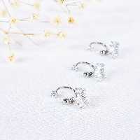 پیرسینگ آویز تاج جواهری نقره ای کد 10961