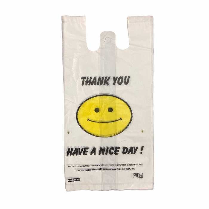 نایلون بسته بندی مدل ضخیم دسته دار طرح لبخند C37 بسته 200 عددی