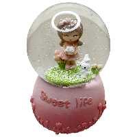 گوی موزیکال مدل پمپی Sweet Life طرح دختر مهربون و خرگوش کوچولو کد PA8