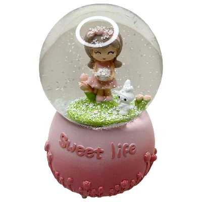 گوی موزیکال مدل پمپی Sweet Life طرح دختر مهربون و خرگوش کوچولو کد PA8