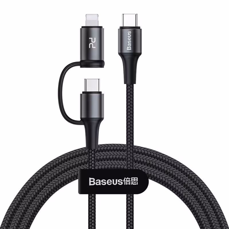 کابل تبدیل USB-C به USB-C/لایتنینگ باسئوس مدل CATLYW-H01 طول 1 متر