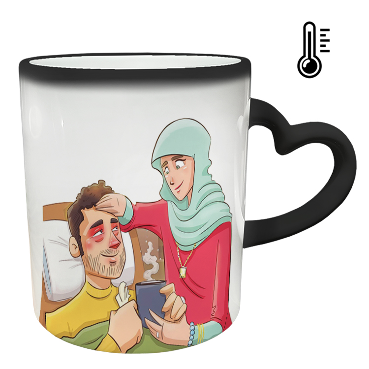 ماگ حرارتی مدل دسته قلبی طرح عاشقانه کد 316