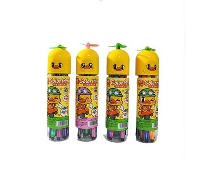 ماژیک نقاشی 12 رنگ استوانه ای طرح اردک کد 1999