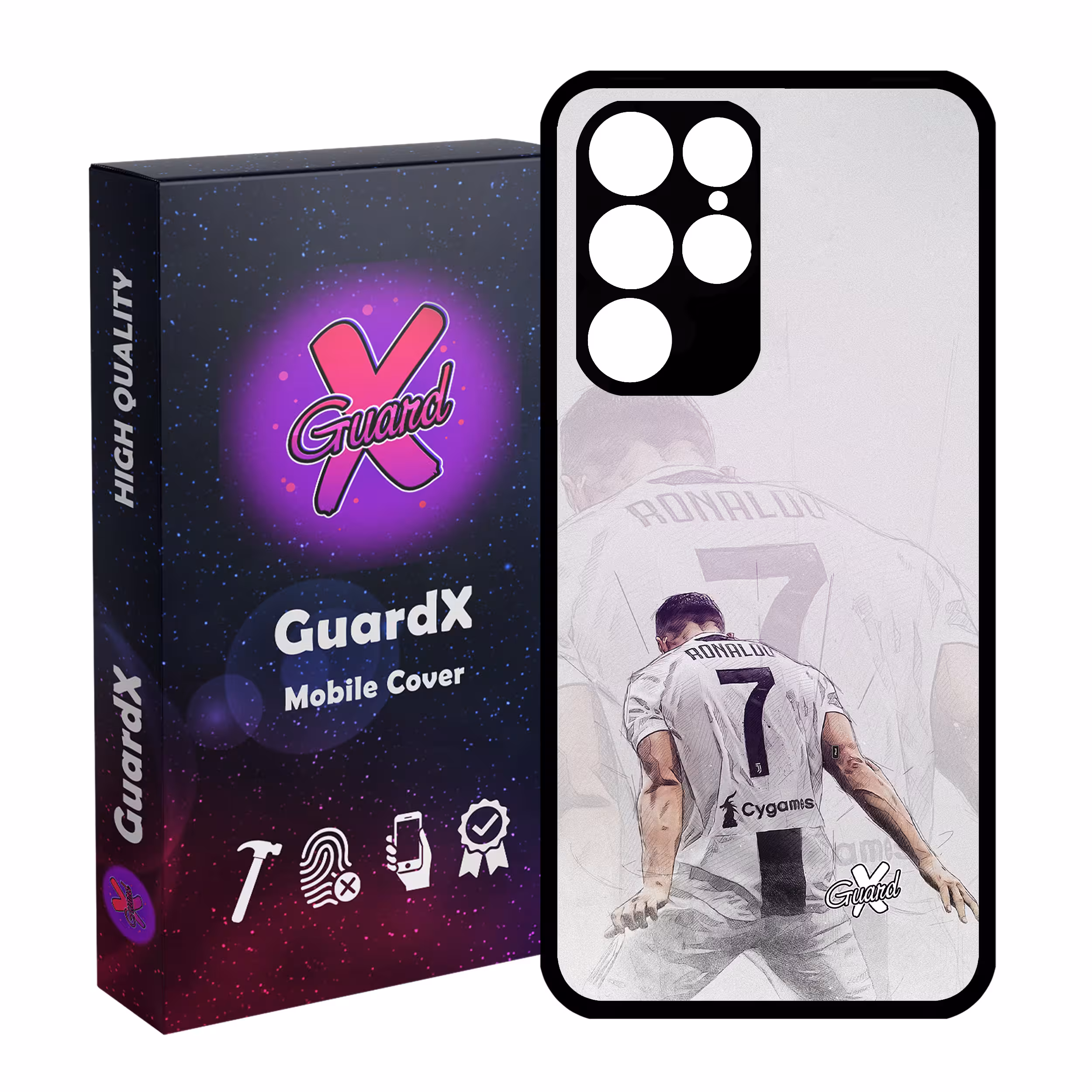 کاور گارد ایکس طرح CR7 مدل Glass10189 مناسب برای گوشی موبایل سامسونگ Galaxy S22 Ultra