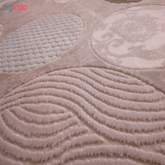 فرش ماشینی زمرد مشهد طرح دایره رنگ زمینه بژ