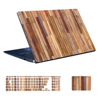 استیکر لپ تاپ توییجین و موییجین طرح WOOD کد 06 مناسب برای لپ تاپ 15.6 اینچی به همراه برچسب حروف فارسی کیبورد 