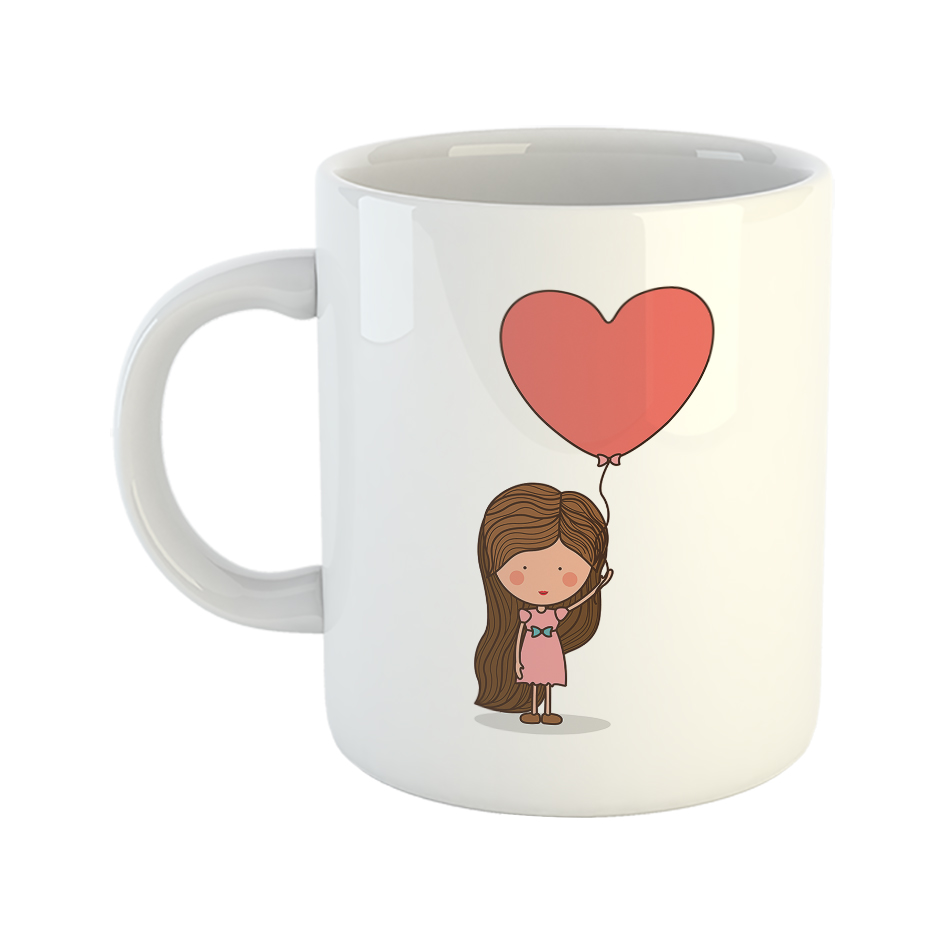 ماگ طرح دختر فانتزی بادکنک به دست