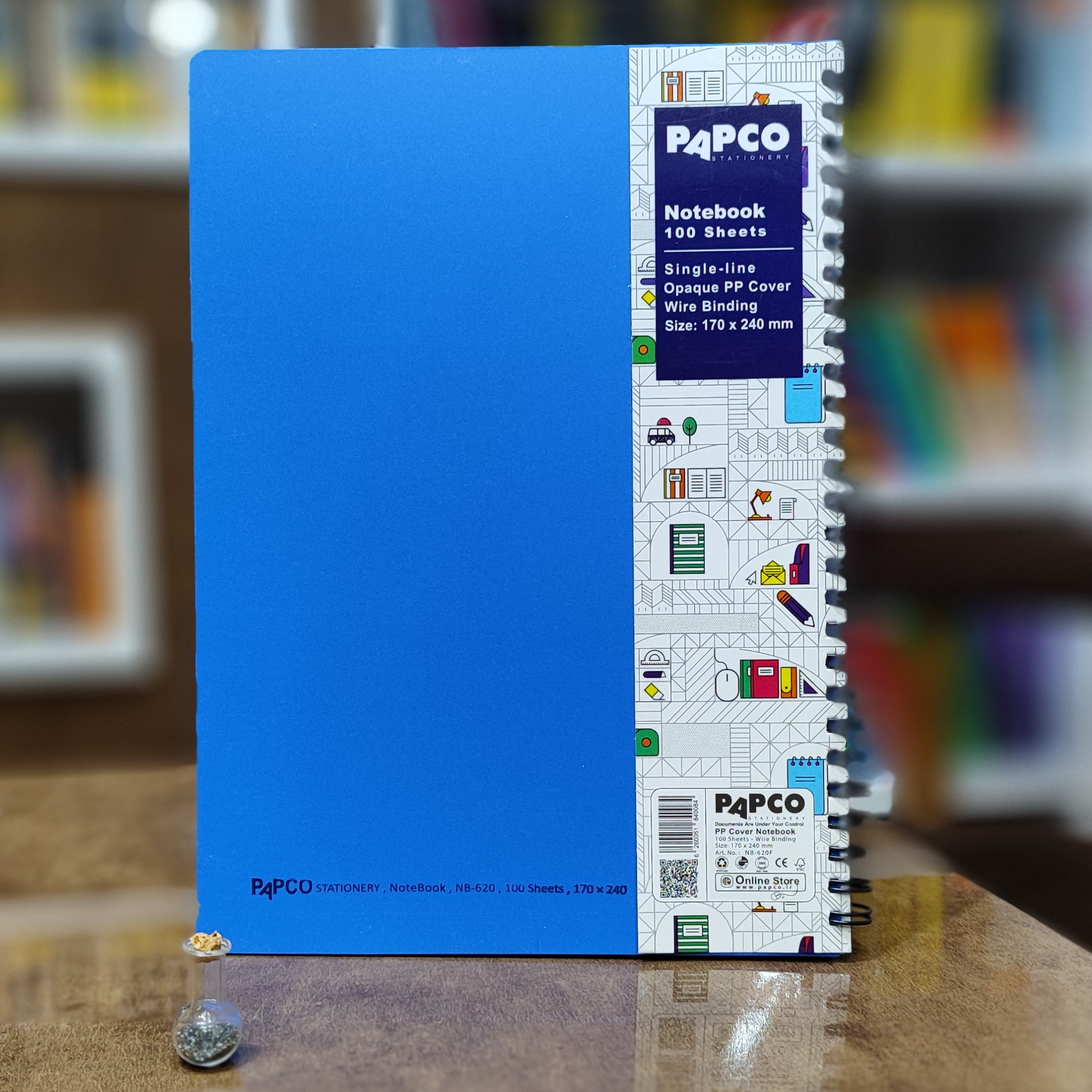 دفتر یک خط مات سیمی 100 برگ پاپکو کد PN-620F