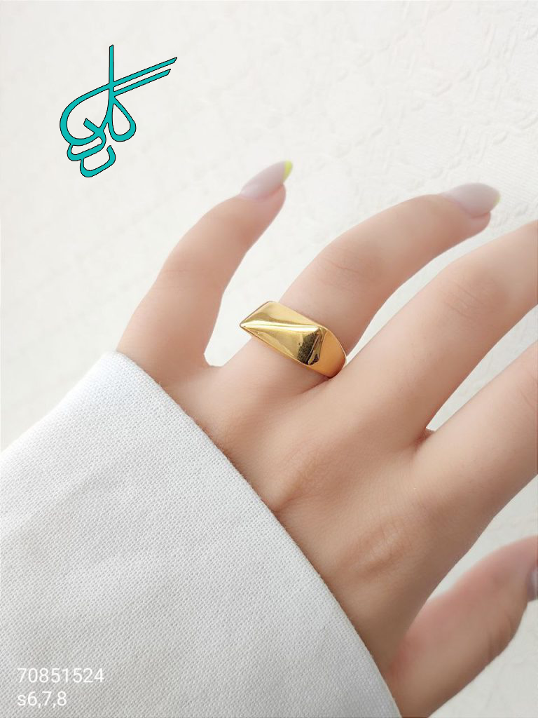 خرید انگشتر استیل طلایی رنگ ثابت با کیفیت کد 2015815 - ردگل
