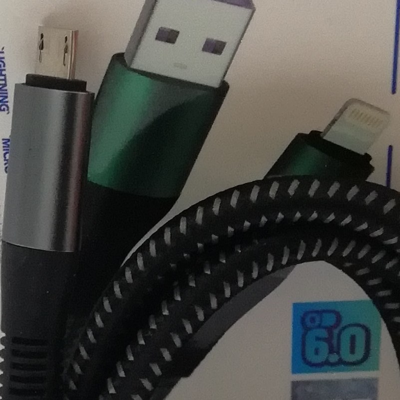 کابل شارژ 6 آمپر با روکش کنافیUSB DATA CABLE