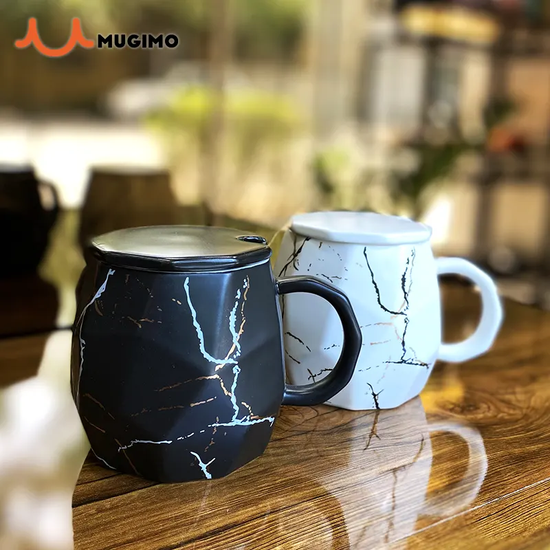 ماگ سرامیکی درب دار ماربل