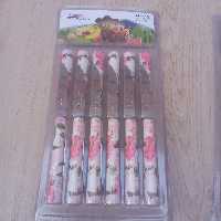 کارد میوه خوری 12 عددی طرح سرامیکی گل رز لوله ای مارک ماربلا تیغه استیل 