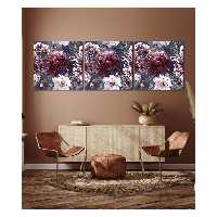 تابلو شاسی طرح گل بنفش مدل GTS1105 مجموعه سه عددی