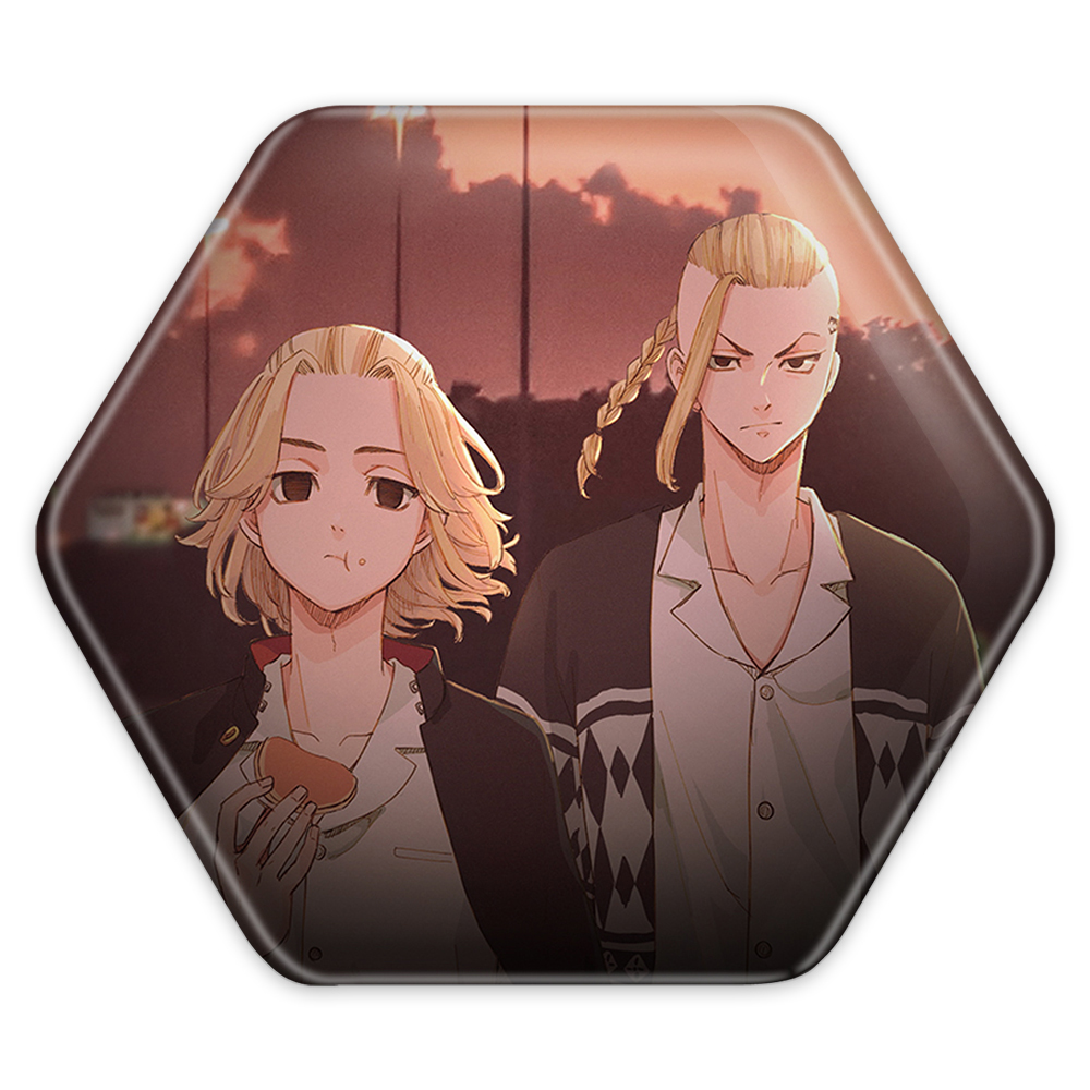 پیکسل خندالو طرح دراکن و مایکی انیمه توکیو ریونجرز مدل شش ضلعی کد 11157