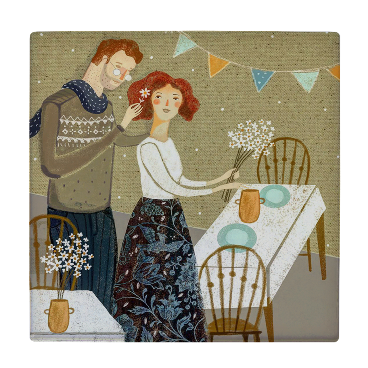 کاشی کارنیلا طرح جشن عشاق مدل لوحی کد WKB743 