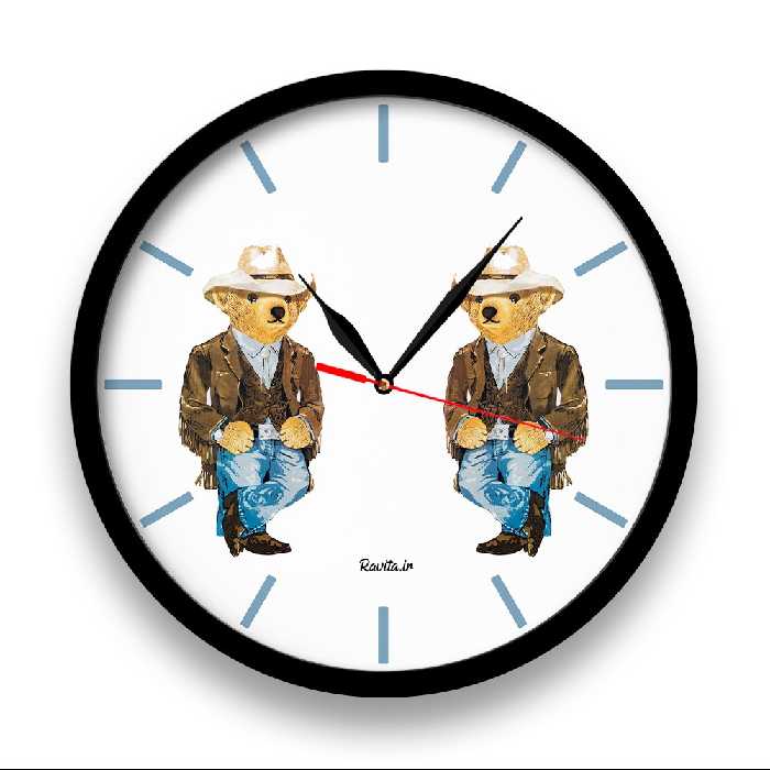 ساعت دیواری راویتا مدل تدی کد 3432  در رنگ های مشکی و سفید 