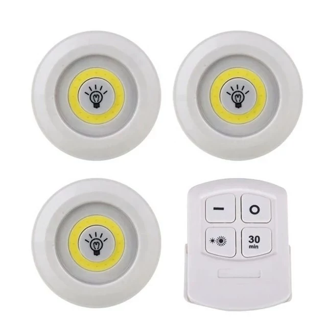 چراغ زیر کابینتی باتری خور چسبی | 3 عددی با ریموت کنترل