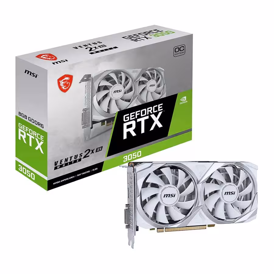 کارت گرافیک ام اس آی مدل GeForce RTX 3050 VENTUS 2X XS 8G OC WHITE GDDR6
