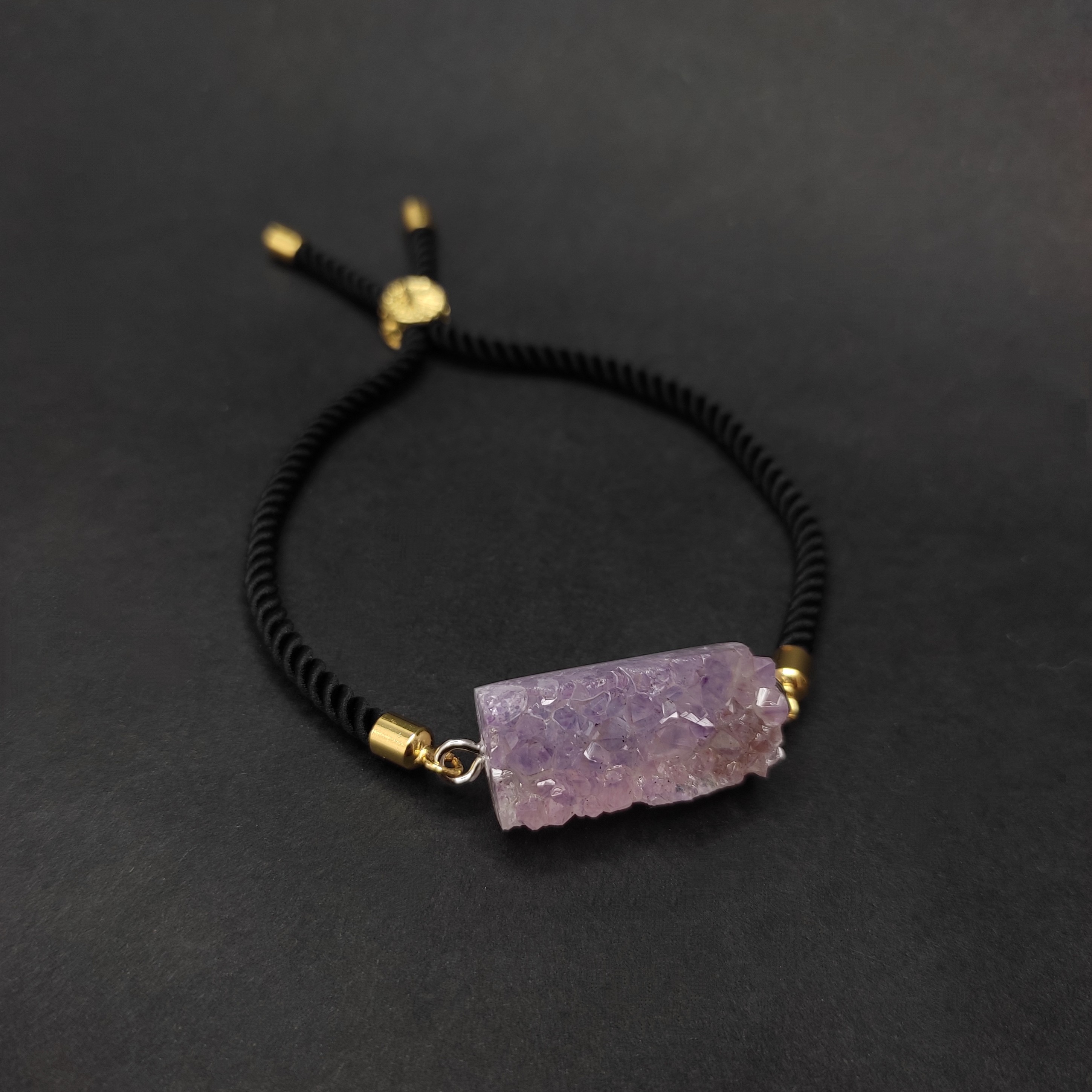 دستبند ژئود گوهر سنگ آمیتیست طبیعی