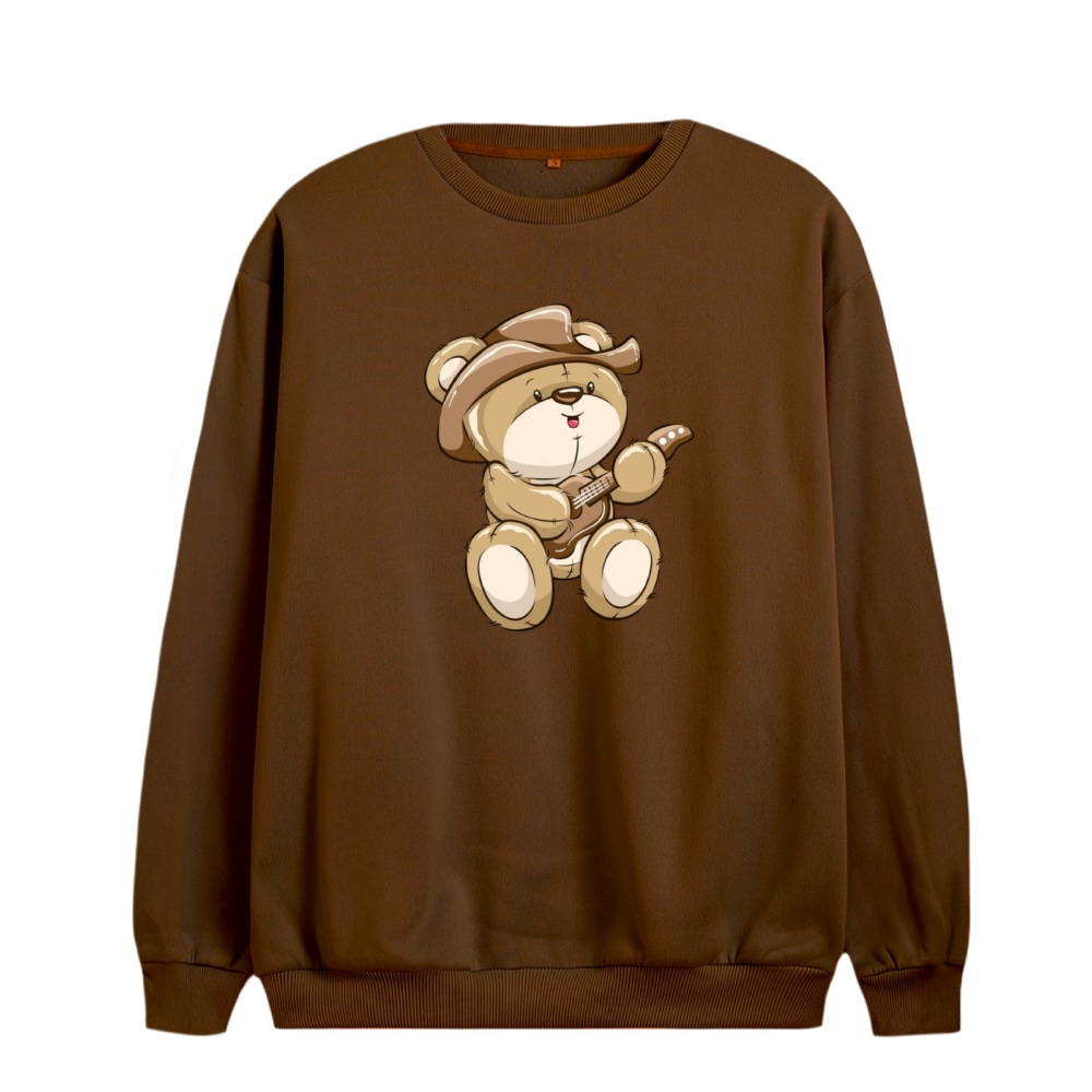 سویشرت زنانه مدل تدی وگیتار رنگ شکلاتی