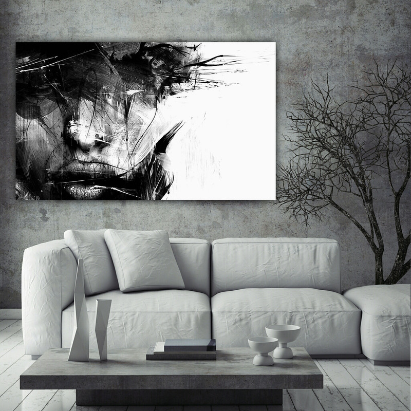 تابلو بوم مدل چهره سیاه و سفید کد AR101 | دنیای قاب