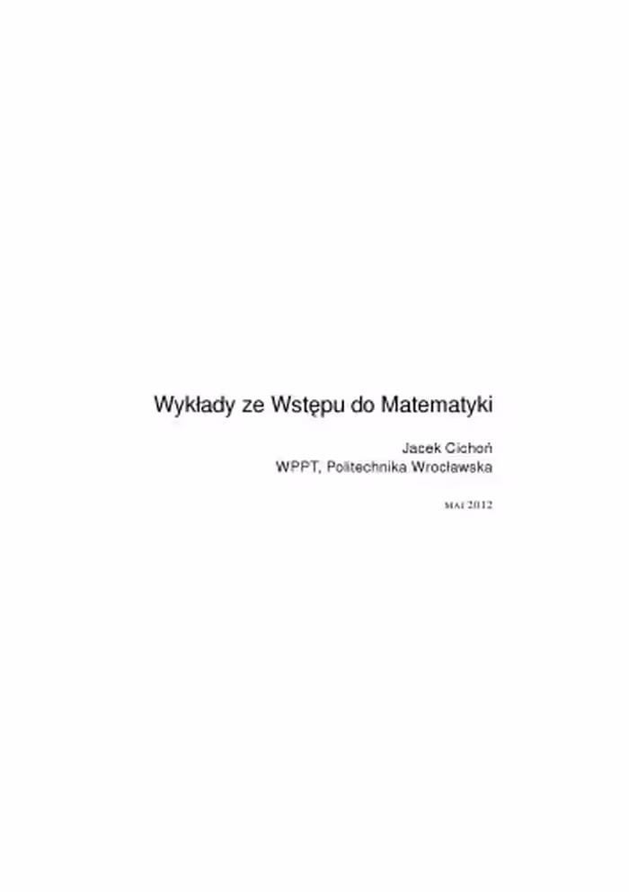خرید و دانلود نسخه کامل کتاب Wykłady ze Wstępu do Matematyki