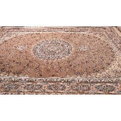 فرش ماشینی زمرد مشهد مدل عقیق زمینه بژ