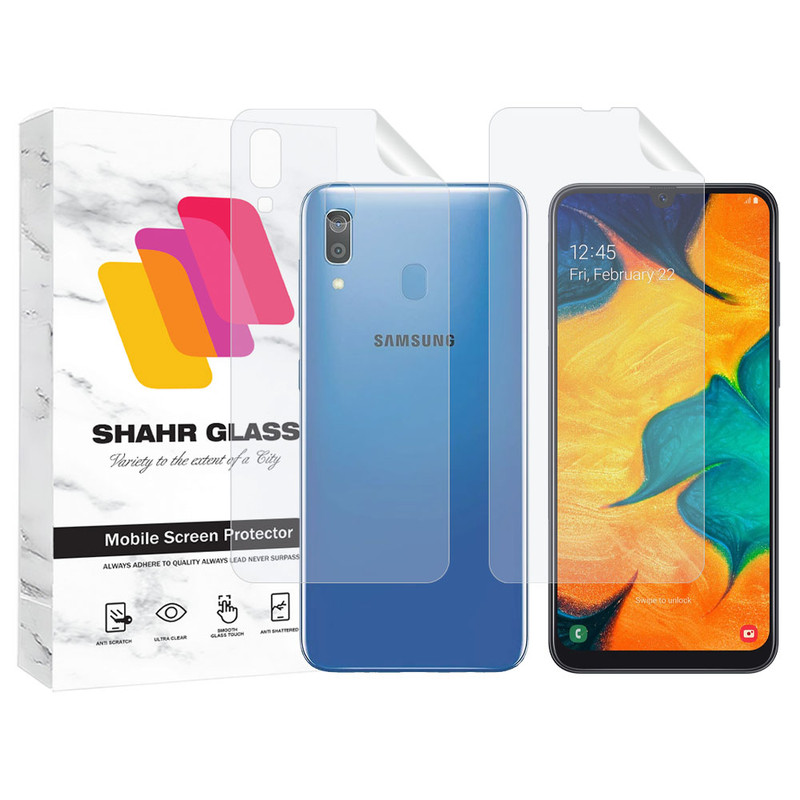 محافظ صفحه نمایش شهر گلس مدل MTNANFBSH مناسب برای گوشی موبایل سامسونگ Galaxy A30 به همراه محافظ پشت گوشی | کالا برتری