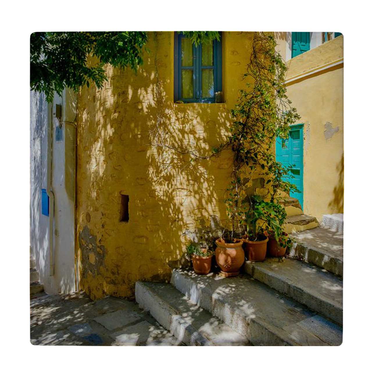 زیر لیوانی طرح حیاط قدیمی و گلدان گل کد 4056575_2673