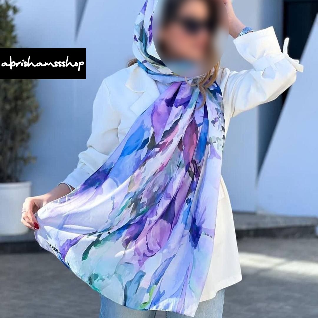 شال آبرنگی نخی تابستانه تک رو در یک رنگ شاد و جذاب