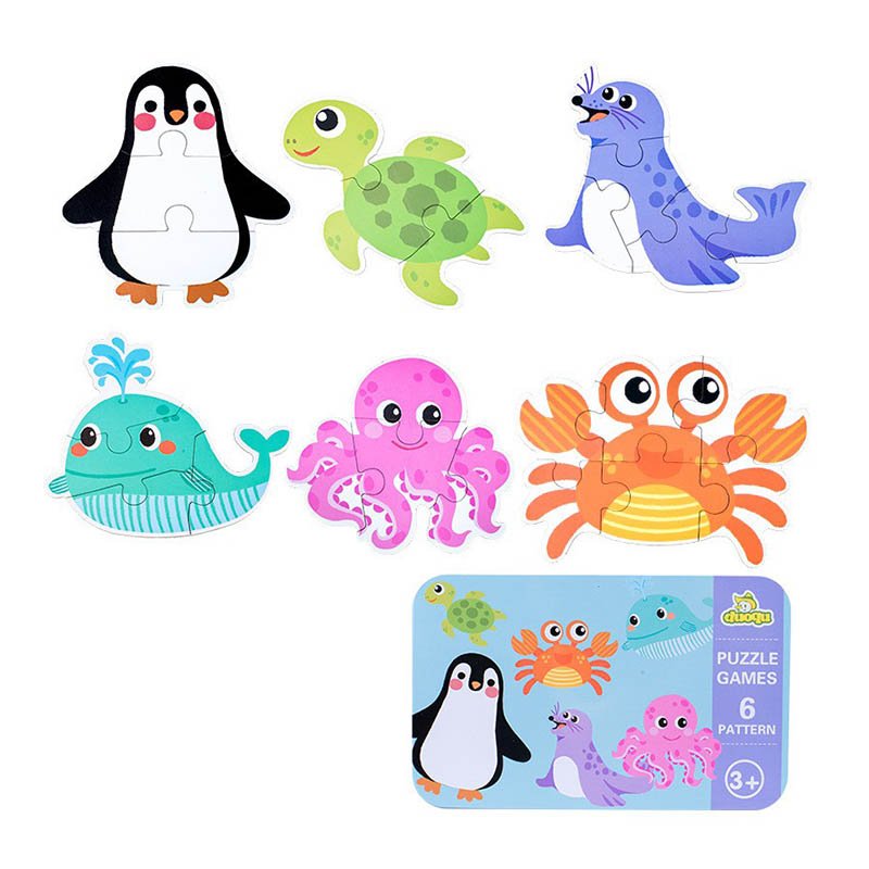 پازل با قوطی فلزی مدل حیوانات دریایی کد 980081C