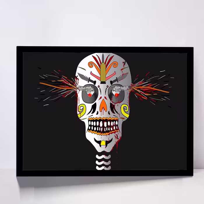 تابلو مدل skull and gun کد F-17002