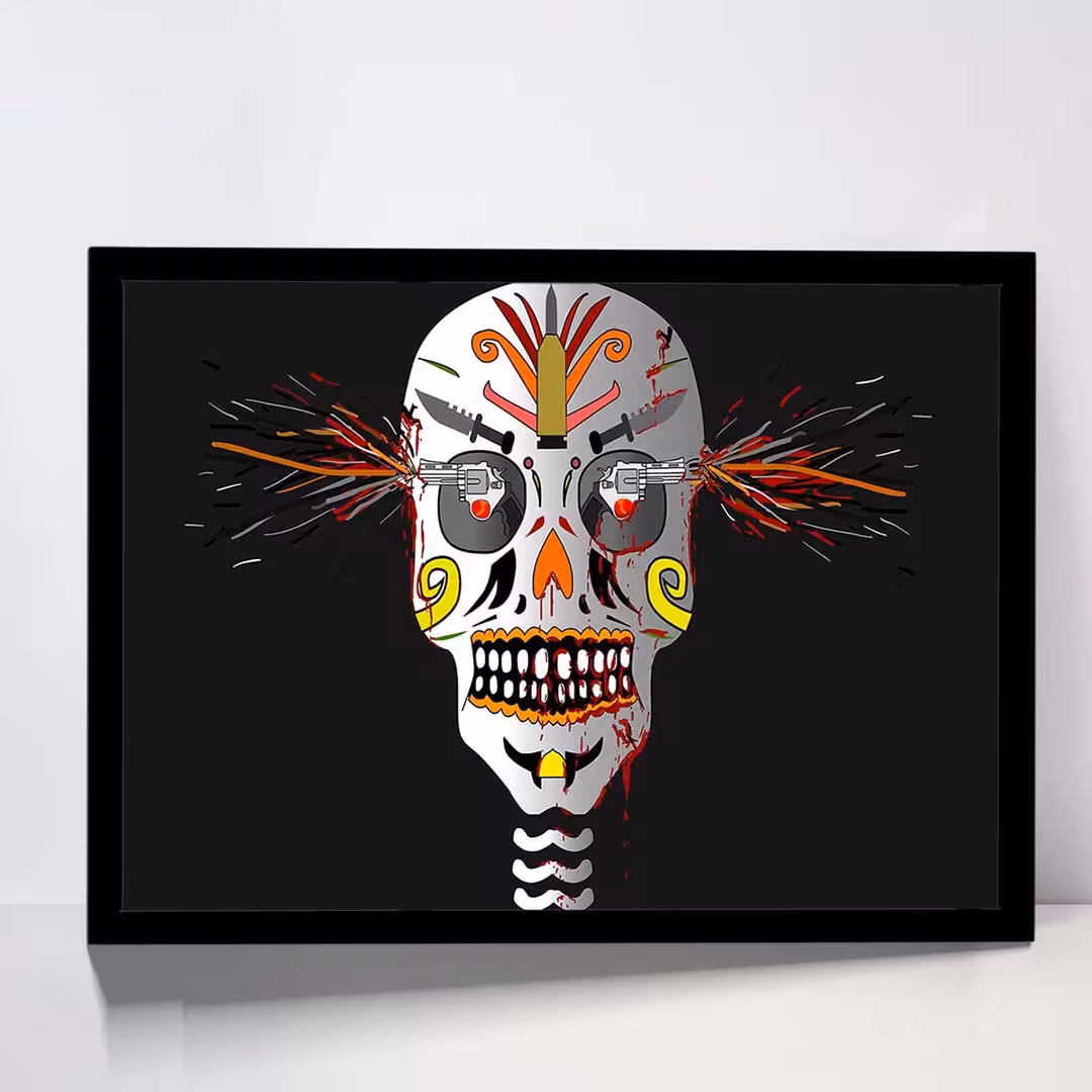 تابلو مدل skull and gun کد F-17002