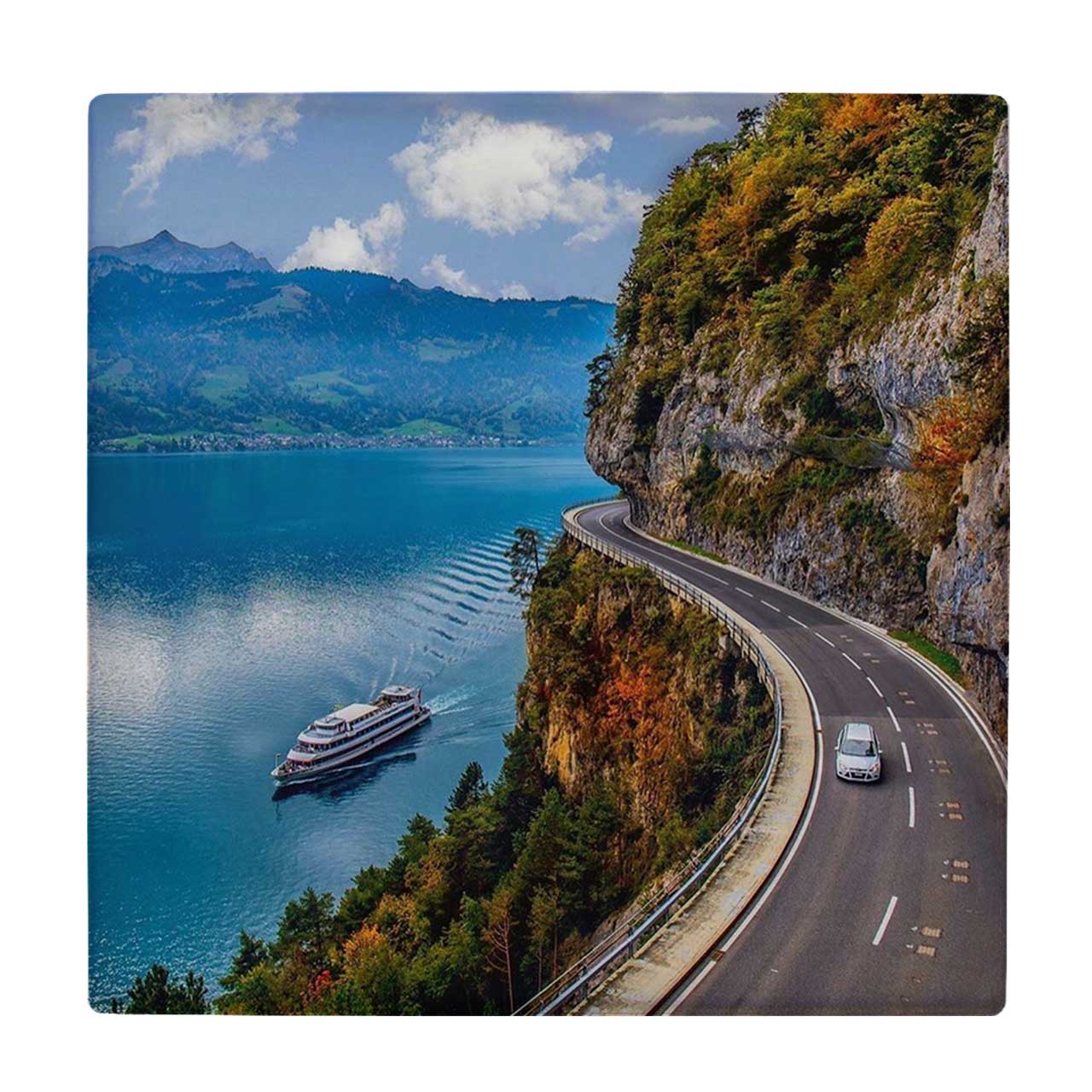  کاشی طرح جاده کوهستانی و دریاچه کد wk3043