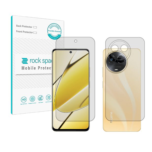 گلس صفحه نمایش و پشت گوشی ریلمی 11 5G مدل نانو هیدروژل شفاف برند راک اسپیس کد SS