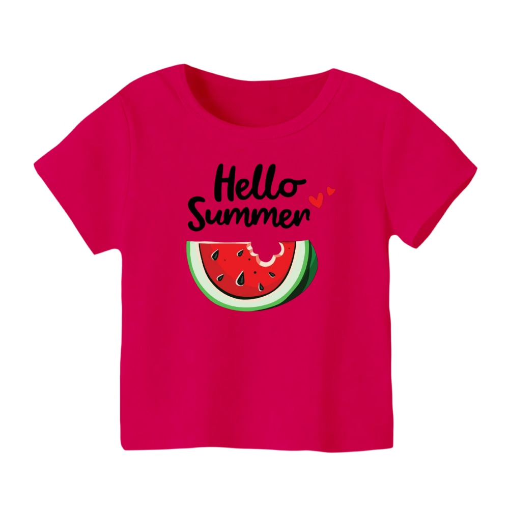 تی شرت آستین کوتاه بچگانه مدل هندوانه یلدایی کد 13 رنگ سرخابی