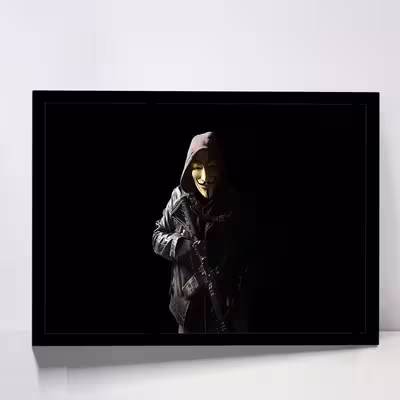تابلو مدل anonymous mask person with gun کد F-10024