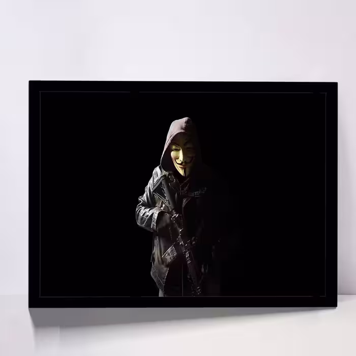 تابلو مدل anonymous mask person with gun کد F-10024