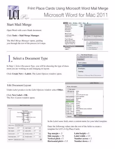 خرید و دانلود نسخه کامل کتاب Print Place Cards Using Microsoft Word Mail Merge: Microsoft Word for Mac 2011