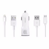 شارژر فندکی ریمکس مدل CC201 به همراه کابل شارژ لایتنیگ و کابل شارژ Micro USB