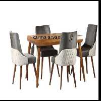 میز ناهارخوری چوبی  شیک 4 نفره پیکاسو 1  طوسی سفید ارسال بصورت باربری و پس کرایه