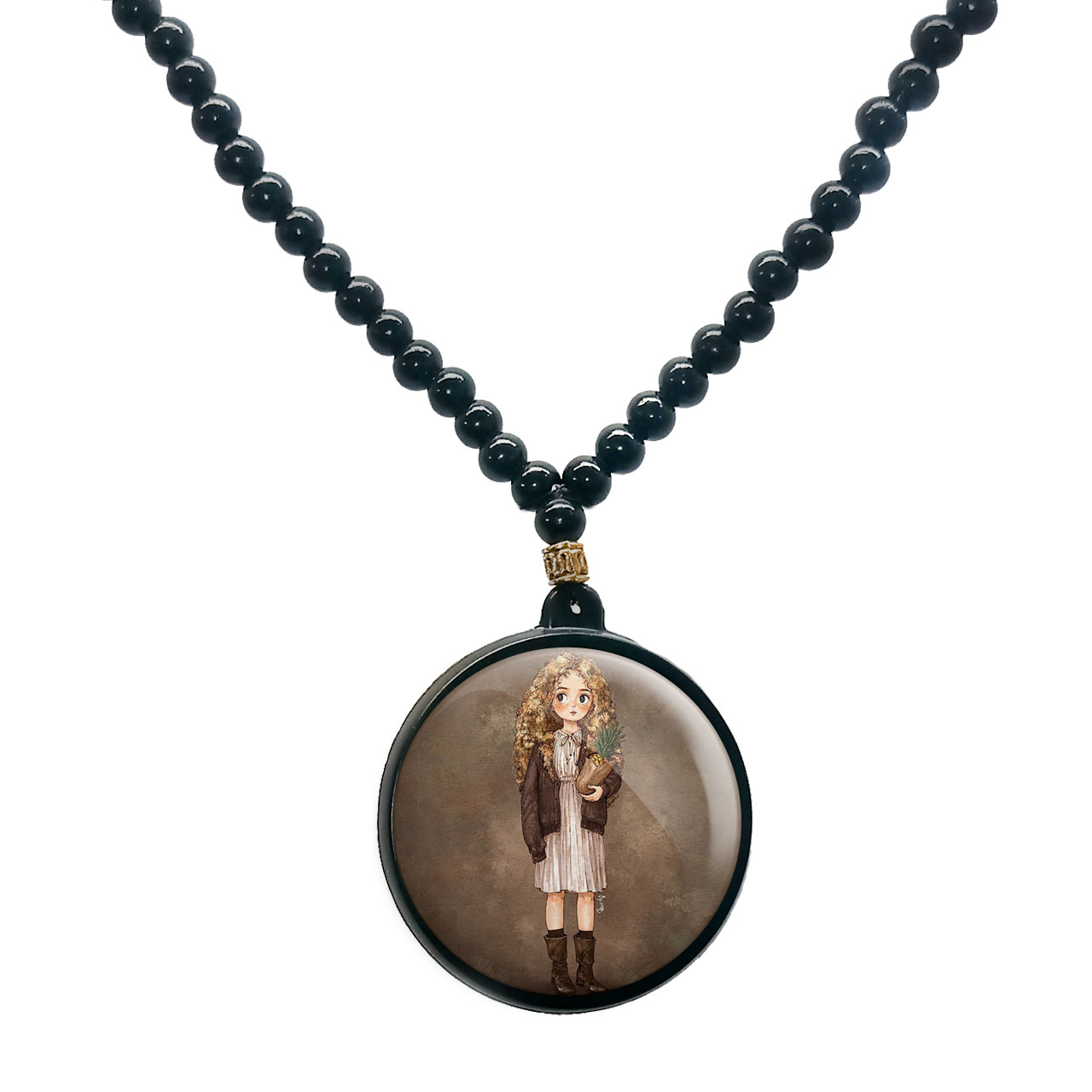 گردنبند پرمانه طرح دخترونه کد pmd.23383 مدل دو طرفه