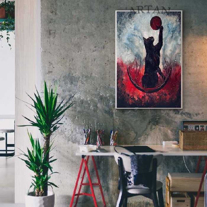 تابلو شاسی مدل فاتزی طرح گربه سایز  A3 c-109-104