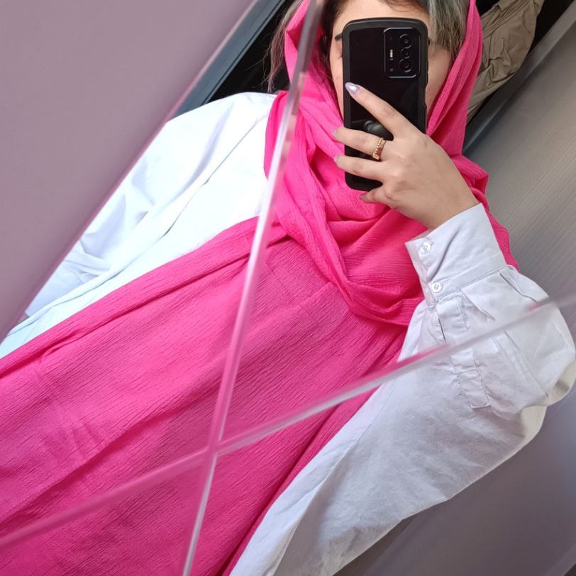 شال ساده نخی چهارفصل به رنگ سرخابی بدون چروک و سرخوردگی ابعاد 200 در 80سانتی متر