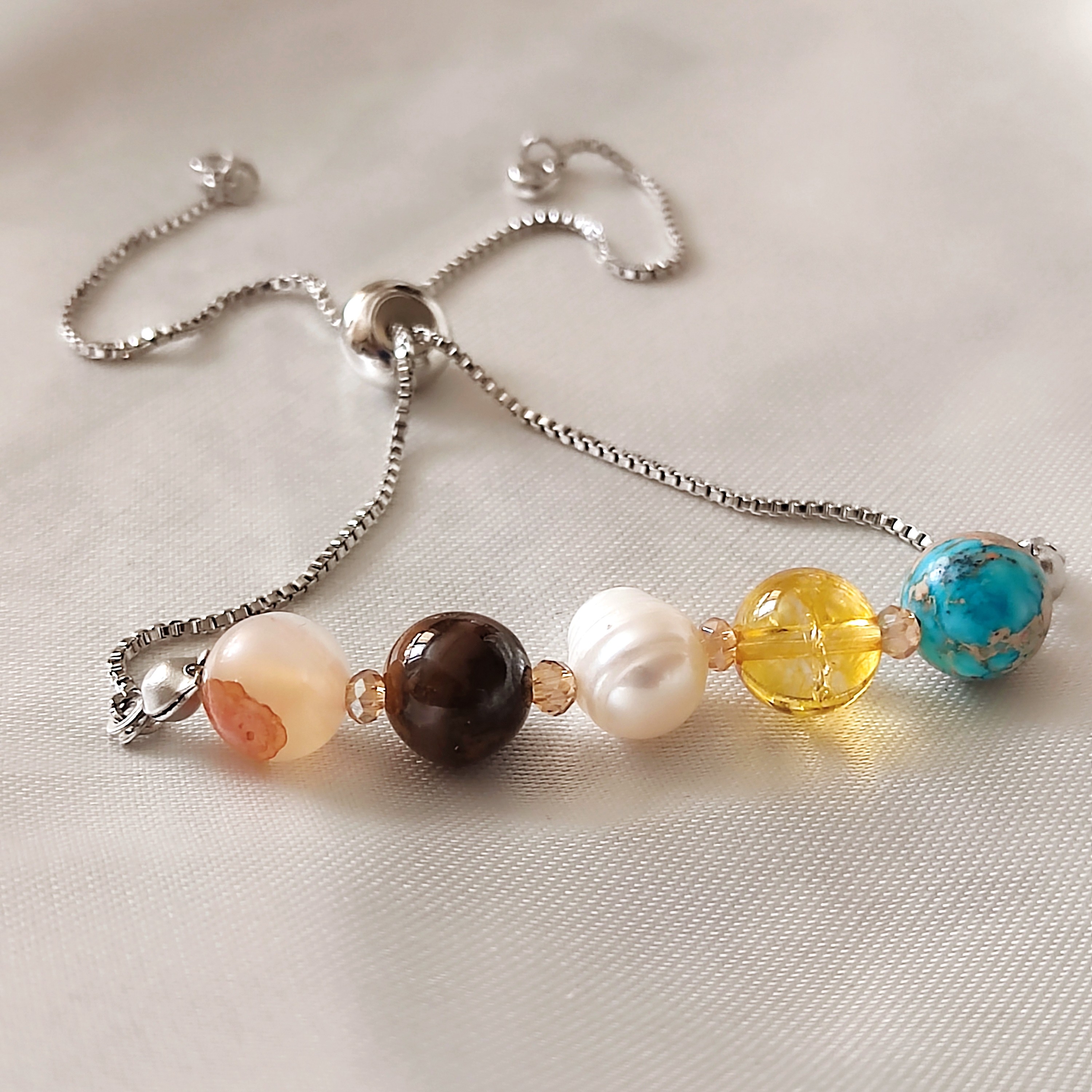 دستبند ماه تولد خرداد با زنجیر مدل آسانسوری استیل رنگ ثابت اصل شاران 