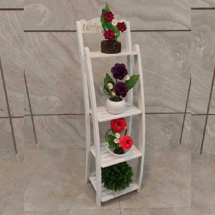 استند گلدان نردبانی چهار پله کمانی