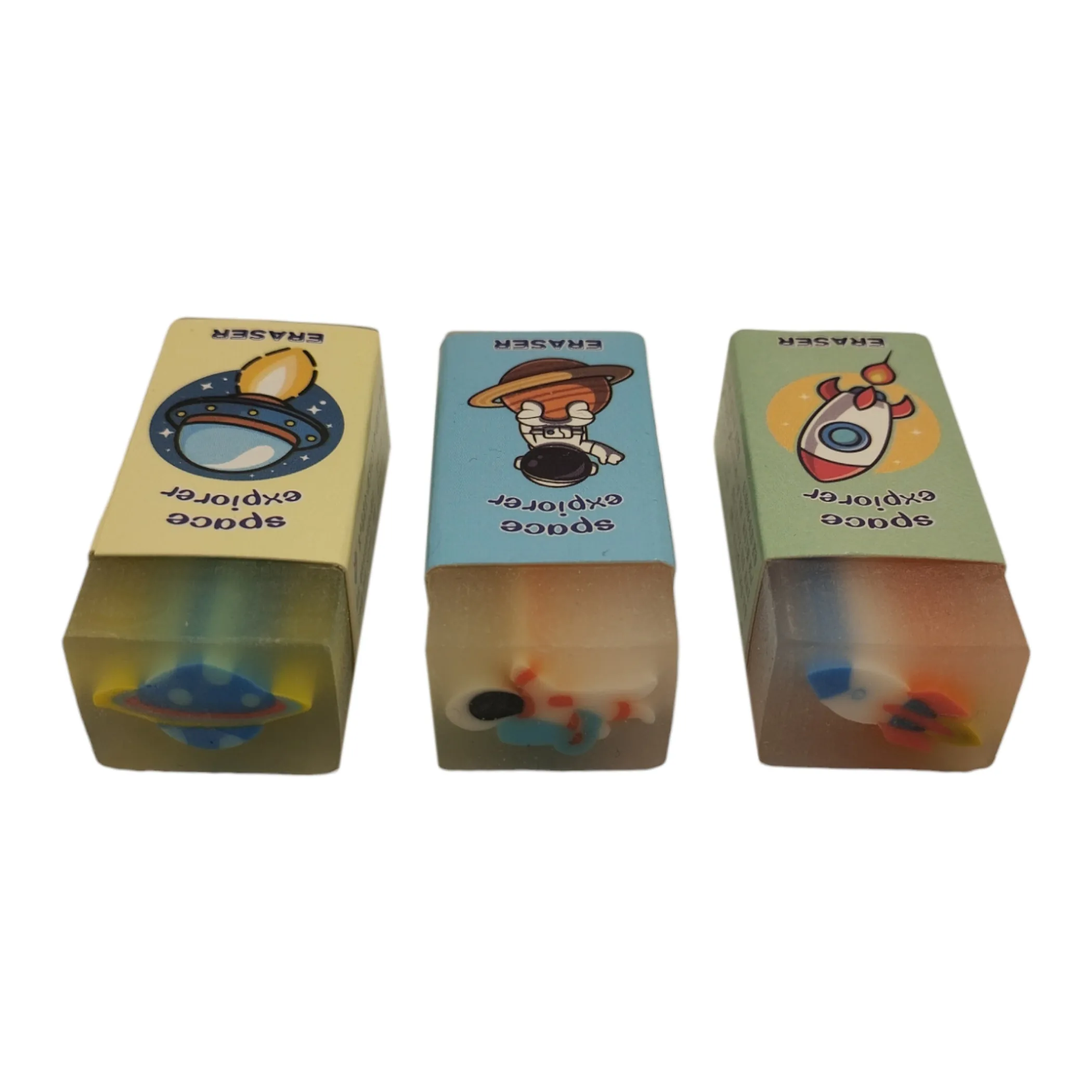 پاک کن مدل مغز دار طرح فضانورد و سیاره مجموعه 3 عددی