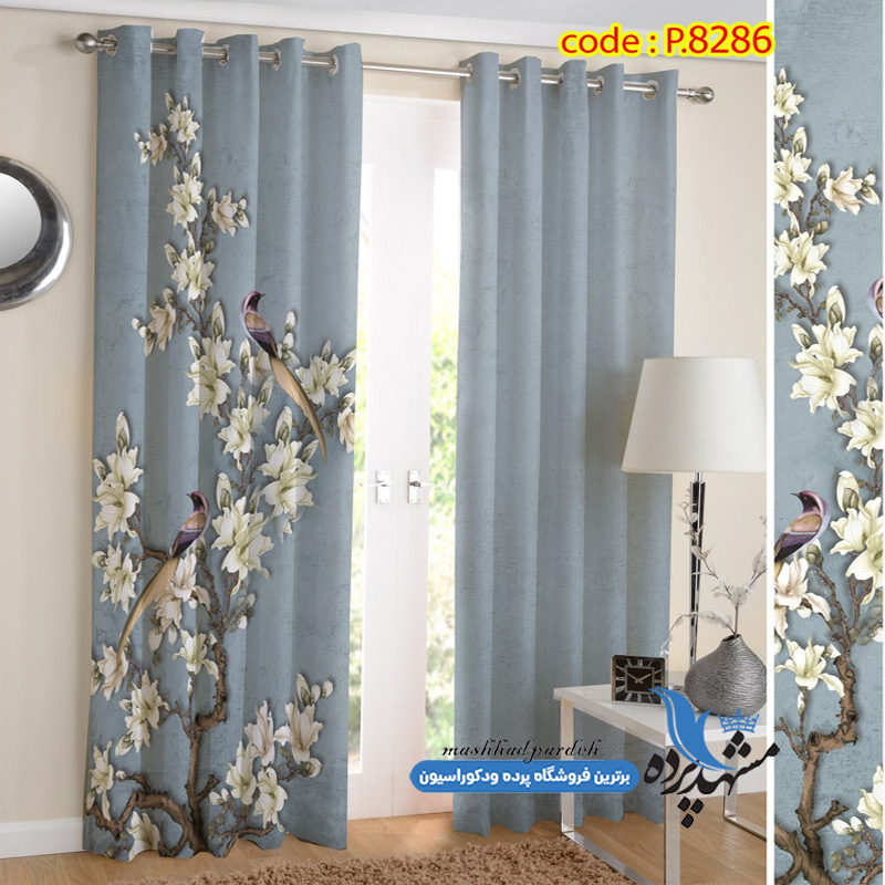 پرده پانچ گلدار طرح شکوفه بهاری کد p-8286