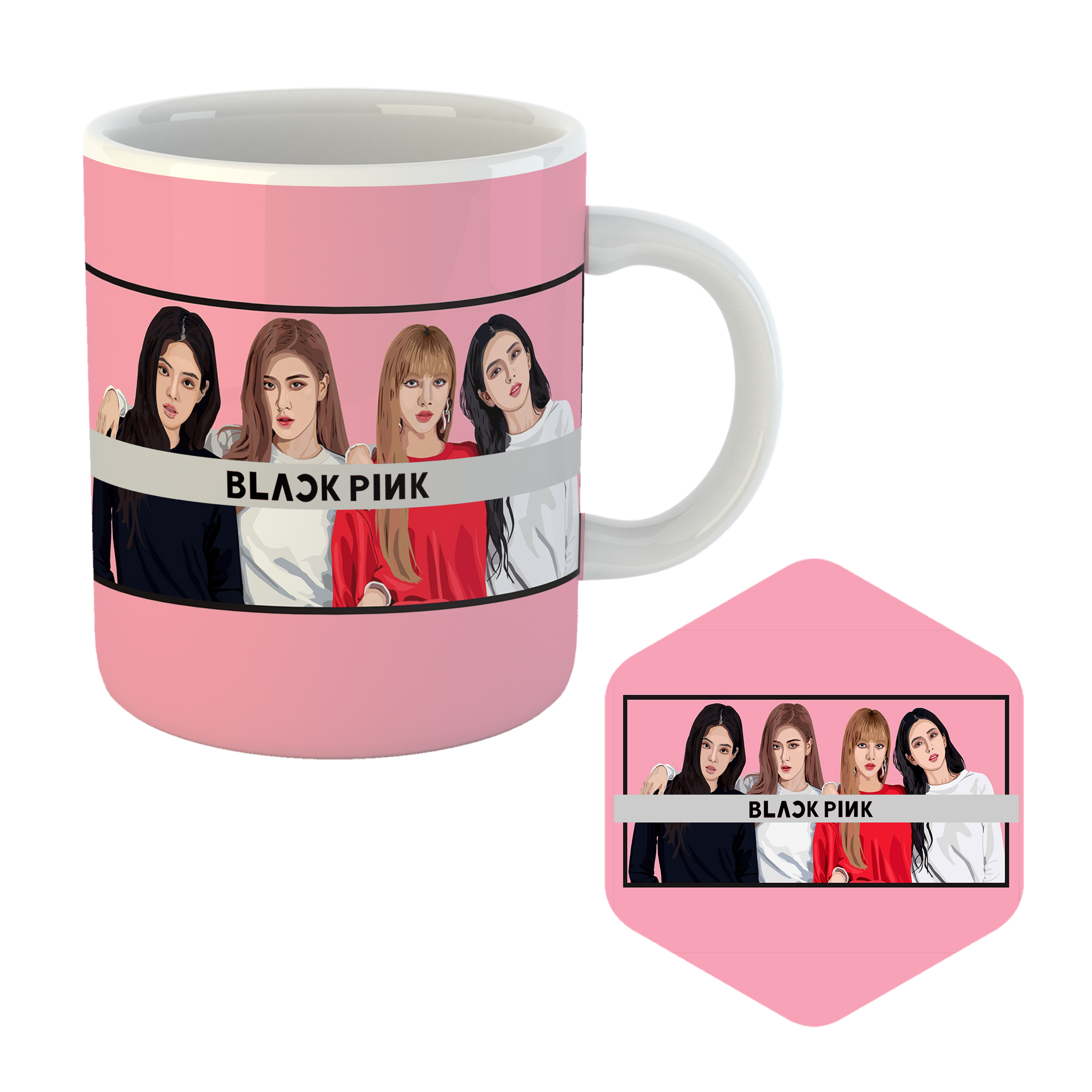 ماگ طرح Black Pink کد MU-05 به همراه زیر لیوانی