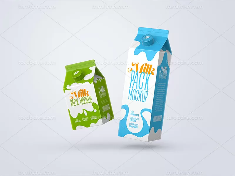 موکاپ پاکت شیر بزرگ و کوچک | گرافیک با طعم تربچه